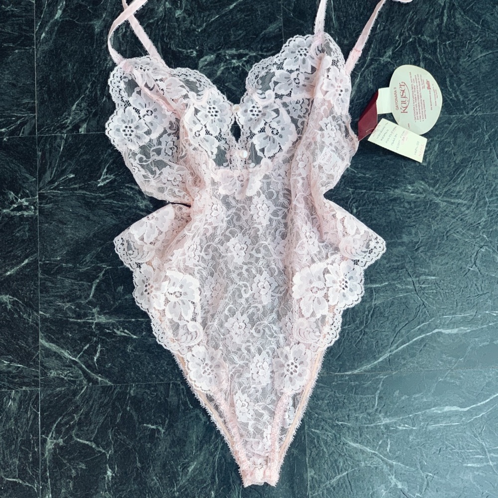 Baby Pink Vintage Lace Bodysuit NWT